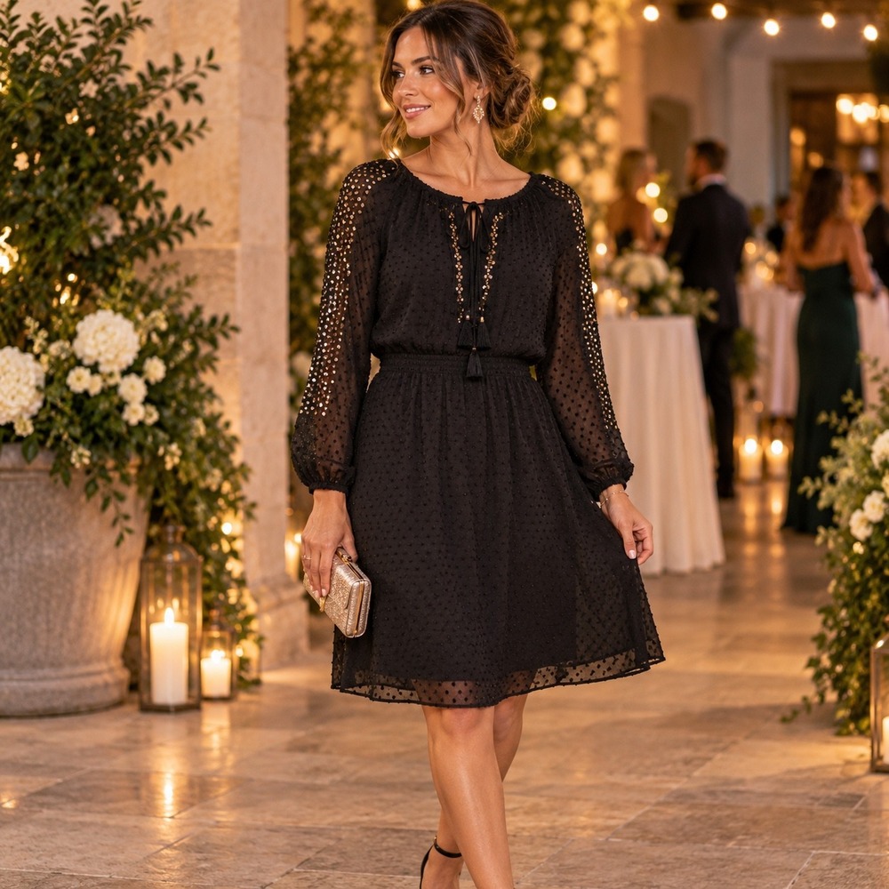 Altuzarra for Target Black Swiss Dot Sequin Long Sleeve Dress Size 2